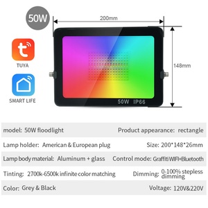 Proyector LED RGB Inteligente IP65 WiFi, Multicolor, Control por Aplicación, Aluminio, Ángulo de Haz de 120°, 12V/24V, Iluminación Exterior para Jardín - Product Image 5