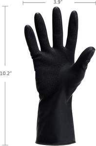 قفازات صالون تصفيف شعر أظافر تجميل احترافية قابلة لإعادة الاستخدام مقاومة للماء مطاط أسود لاتكس لتلوين الصبغة - Product Image 4