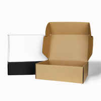 Boîte d'expédition en carton ondulé kraft recyclable - Boîte d'expédition rectangulaire pliable marron avec impression quadricolore personnalisable pour
