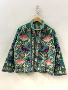 Handmade Velvet Animal Print Cotton Lace Button Vintage Suzani <b>Duster</b> Coat Boho Winter Bomber Jacket OEM Exporter Manufacturer - Product Image 1