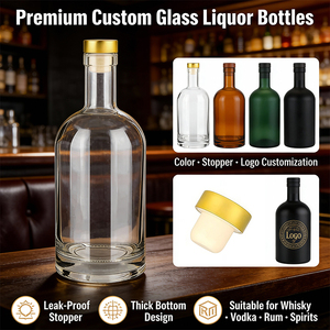 Bouteilles <span class=keywords><strong>de</strong></span> vodka en verre <span class=keywords><strong>de</strong></span> 200 ml, 375 ml, 500 ml, 750 ml, 1 litre, avec logo personnalisé, couleur et taille sur mesure, pour gin, whisky, brandy, liqueur, rhum, vin, avec couvercle - Product Image 5