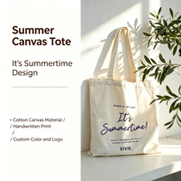 Sac fourre-tout en toile imprimé lettres d'été, écologique, réutilisable, polyvalent, pour le shopping quotidien, sac à bandoulière, motif logo personnalisé, vente en gros