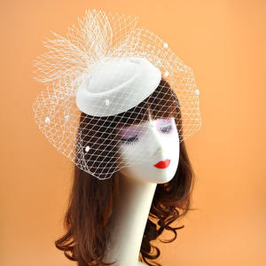 Vintage Carmel nero velo e cappello a cilindro All-Match accessorio fotografico per la sposa per abiti da sposa e da festa - Product Image 2