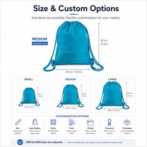 Mochila Deportiva Personalizada de Poliéster 600D con Cordón, Bolsa Deportiva Resistente a Desgarros para Gimnasio, Clubes Deportivos, Maratón y Carreras de Trail - Product Image 4