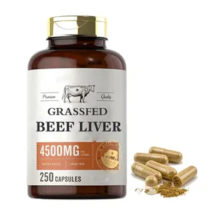 Venda por atacado de grama orgânica suplemento alimentar vitamina A B12 fígado bovino em pó cápsula de fígado bovino