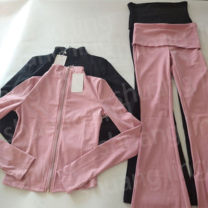 Setelan Olahraga Wanita Berkualitas Tinggi 2 Potong Jaket Resleting Penuh Kustom Dengan Celana Melebar Setelan Yoga Wanita Pakaian Santai Wanita - Product Image 3