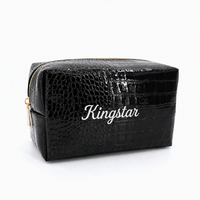Pochette cosmétique de luxe en similicuir crocodile brillant, sans cruauté, écologique, avec fermeture éclair, organiseur de maquillage pour cadeau