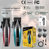 Tondeuse à cheveux professionnelle rechargeable pour barbier, avec écran LED, sans fil, machine de toilettage