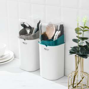 Cutlery holder with cover Plastic Cutlery Storage Organizer for Kitchen Cabinet Pantry Utensil Organizer for Forks Spoons Knives