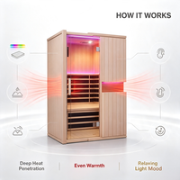 Produsen Sauna Inframerah Kayu Cedar Merah Kustom untuk 2-3 Orang, untuk Penggunaan di Rumah dan Gym Pribadi