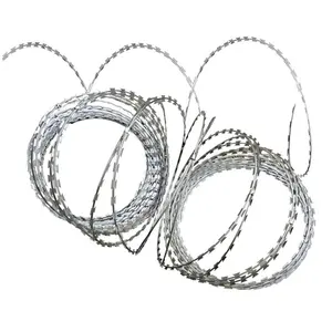 Single Loop Cross Concertina Flat Wrap Straight BTO22 Galvanized Stainless Steel Razor Barbed Wire Blade Mesh Fence Price