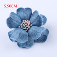 Kain Denim Mawar Kamelia Dengan Pinggiran Terbakar Bunga DIY Patch Bunga Buatan Tangan Dekoratif Bunga Rambut Bros Aksesoris