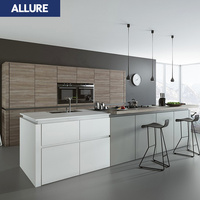 Meubles de cuisine modernes et pratiques en mélamine de luxe, style américain, avec îlot et accessoires