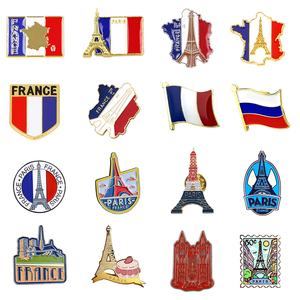 Bộ ghim cài áo lưu niệm Pháp bán buôn, chất liệu men mềm, hình ảnh các điểm tham quan Pháp, đặc biệt là tháp <span class=keywords><strong>Eiffel</strong></span>, quà tặng du lịch Paris. - Product Image 1
