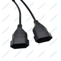 Kabel Ekstensi EU CEE7/16 90 Derajat, Colokan Jantan ke Betina, Output Ganda 2 Arah 2 in 1, Kabel Pemisah Daya 2 Cabang Eropa