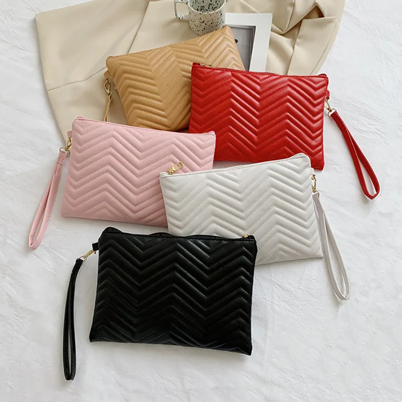 Leather Quilted Cosmetic Bag Luxury Makeup Brush Pouch Evening Clutch Money Bag Wallet for Women