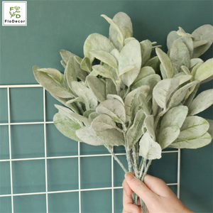 37cm vegetación artificial hojas blancas tallo de plástico franela <span class=keywords><strong>Senecio</strong></span> Cineraria oreja de cordero boda ramo de novia Decoración - Product Image 4