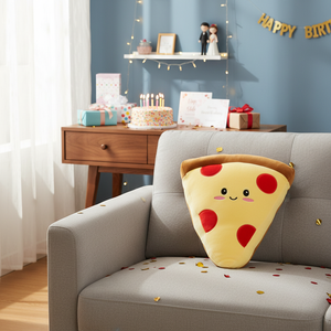 Cuscino e Divano in Peluche a Forma di Pizza da 10 Pollici, Giallo, con Stampa Digitale Moderna, per Compleanno/Matrimonio # NYFY-1219 MOQ 100 - Product Image 3