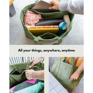 Phong cách lớn vải Tote Túi 2 túi phía trước máy tính xách tay tay áo thực tế túi xách có tính năng dây kéo Polyester thiết kế thời trang - Product Image 4