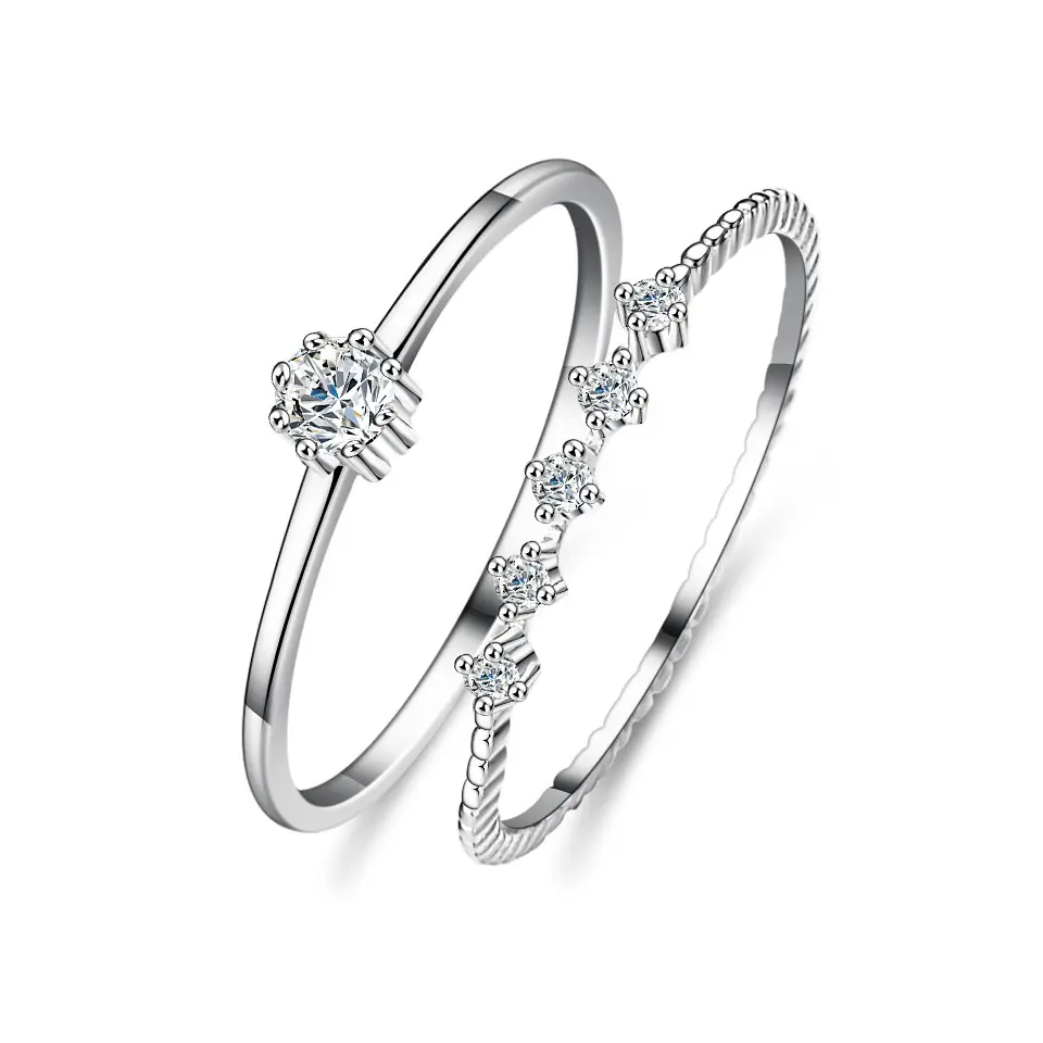 Đồ trang sức thời trang GRA vvs rực rỡ cắt moissanite kim cương Bộ Nhẫn 925 Sterling Bạc cho phụ nữ phụ nữ Cưới Đính Hôn
