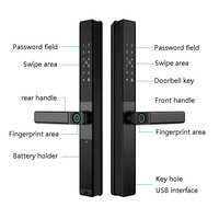 Cerradura de puerta delgada inteligente impermeable IP65 Tuya Wi-Fi con desbloqueo de doble huella dactilar/contraseña, adecuada para puerta corredera Villa Door