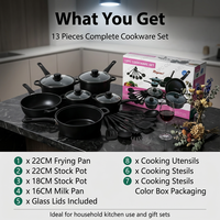 Ensemble de casseroles en fonte de haute qualité, 13 pièces, revêtement antiadhésif PTFE, compatible four, lave-vaisselle, gaz et induction, pour la cuisine à domicile
