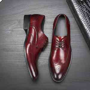 Nouvelles Chaussures Habillées pour Hommes en Cuir Véritable à Bout Carré, Creuses, Tendance Coréenne, Décontractées et Habillées, à Lacets, Antidérapantes, Automne - Product Image 1