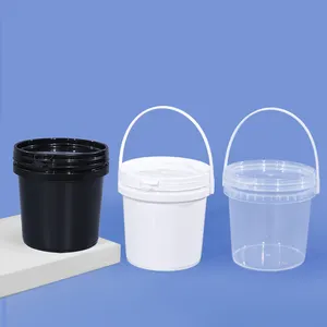 UMETASS Großhandel lebensmittel-Klasse 2 L 2 Liter durchsichtiger Plastik-Eimer bedruckt mit Deckeln