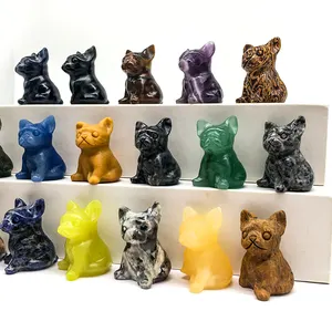 Hot Sale Crystal Ambachten Heading Crystal Dieren Mix Materialen Honden Rozenkwarts Obsidiaan Kristal Speelgoed Voor Huisdecoratie En Kind