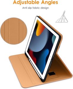 Étui de 10.2 pouces <span class=keywords><strong>pour</strong></span> <span class=keywords><strong>iPad</strong></span> 9e/8e/7e génération 2021-2019, étui portefeuille d'affaires en cuir de qualité supérieure avec porte-crayon <span class=keywords><strong>Apple</strong></span> - Product Image 3