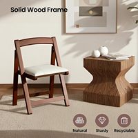 Chaise pliante en bois avec assise rembourrée, portable et empilable, en bois massif, idéale pour les mariages, événements et bureaux.
