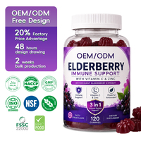 Gummies de Sureau pour Adultes OEM ODM – Soutien Immunitaire, Vitamine C, Zinc, Antioxydant, Supplément Naturel à Base de Plantes, Marque Privée, 60 unités