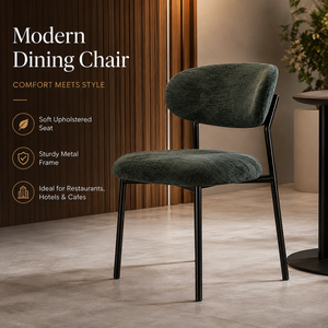 Sedie da Pranzo con Schienale Flottante, Seduta e Schienale in Ciniglia Verde Foresta, Telaio Sottile in <span class=keywords><strong>Metallo</strong></span> <span class=keywords><strong>Nero</strong></span> per Uso in Caffetterie Moderne - Product Image 1