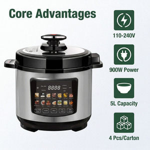 Autocuiseur Électrique <span class=keywords><strong>5</strong></span> <span class=keywords><strong>Litres</strong></span> Personnalisable 900W Tension Universelle 110V 220V Multifonctionnel pour Soupe, Ragoût et Riz avec CE CB - Product Image 1
