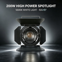 Projecteur LED Fresnel professionnel 150W zoomable, indice de rendu des couleurs Ra97, blanc lumière du jour 5600K, alliage d'aluminium, DMX