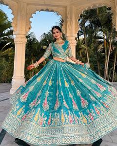 Soft Fabric Long Flared Designer Lehenga Choli for Traditional Occasions Mehndi Sangeet and Wedding Use for Worldwide Export - Product Image 6
