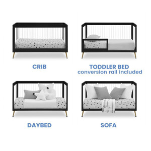 Lit bébé à hauteur réglable en 3 positions avec fonction canapé-lit, lit d'appoint multifonctionnel pour bébé, évolutif avec berceau pour nourrisson - Product Image 3