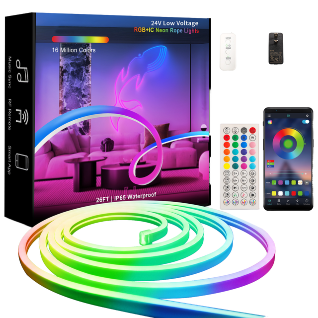 Smart APP Control RGBIC LED Neon Light Strips 5V USB IP65 Waterproof Full Kit for Gaming Room & Neon Sign