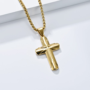 New cross-border hot-selling minimalist unisex stainless steel cross necklace with a unique and stylish <b>titanium</b> steel pendant - Product Image 3