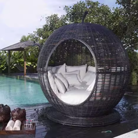 Artisanat Pas Cher Rotin Whicker Oeuf Salon Lit pour Jardin Extérieur Daybed Meubles Ensemble Patio Balcon Piscine Côté