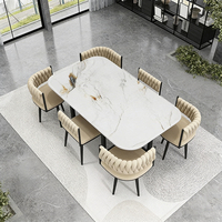 Table à manger moderne de luxe à plateau en marbre et 6 chaises, très vendue, pour la maison, le restaurant, le bar, le bureau, l'appartement, meubles
