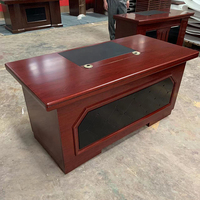 Bureau de direction moderne extensible en bois massif brun de luxe