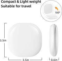 Miroir de maquillage de voyage à LED double face, 3 couleurs, grossissement 1x/10x, miroir cosmétique de poche rechargeable avec lumière