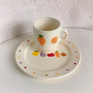Cute Fruit <b>Ceramic</b> Coffee <b>Mug</b> Colorful Polka Dot <b>Mug</b> and Plate - Product Image 4