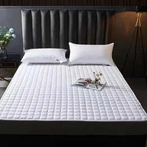 White Machine Washable Mattress Pad Cover Hotel Quilted Mattress Protector Topper Cover Pad with Cotton Mattress Cover