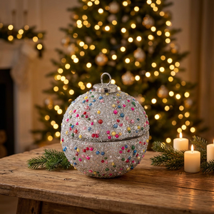 Pot de rangement pour boules de Noël en résine argentée scintillante de haute qualité, décorations de fête perlées multicolores pour la maison et les fêtes - Product Image 2