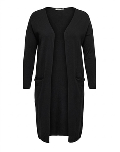 Cárdigan informal negro de manga larga con frente abierto, antiarrugas, para mujer, de punto, color liso, con bolsillo, para invierno - Product Image 2