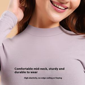 ชุดชั้นในกันหนาวคอปกกลางสำหรับผู้หญิง ผ้าฝ้าย ทรงเข้ารูป ลองจอน ระบายอากาศได้ดีและให้ความอบอุ่น พร้อมคุณสมบัติต้านเชื้อแบคทีเรีย - Product Image 2