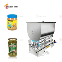 Enkele Kop Pneumatische Horizontale Pasta Vloeibare Mixer Vulmachine Dual Use Voor Pepersaus Honingsaus Voor Fruitgroente
