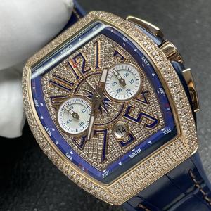 Reloj Mecánico Clásico de Lujo para Hombre con Forma de Barril, Reloj de Diseño para Negocios, Reloj de Moda en Oro Rosa y Azul - Product Image 1